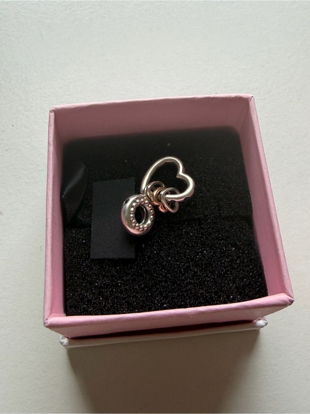 Pandora Silver Heart Ring with Circular Dangle